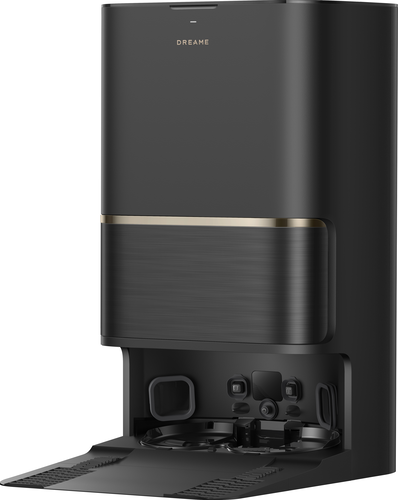 Ciemnoszara stacja czyszcząca ze złotym wykończeniem i portem ładowania.