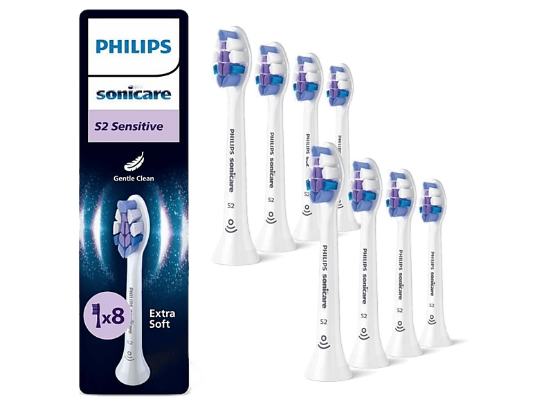 Końcówka szczoteczki PHILIPS Sonicare S2 HX6058/87 Bardzo miękkie włókna (8 szt.) (Nadwrażliwość zębów)