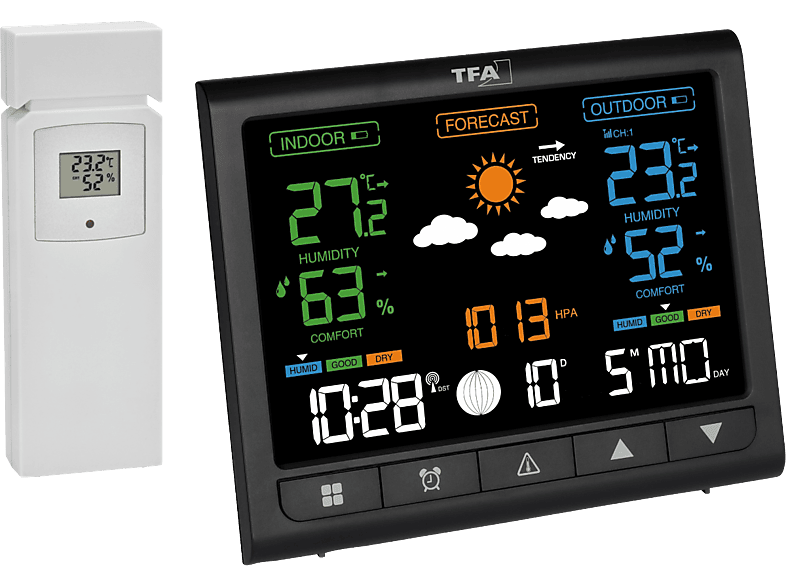 TFA 35.1171.01 CONTRAST Funk-Wetterstation + 1 Thermo-Hygro-Sender, Schwarz