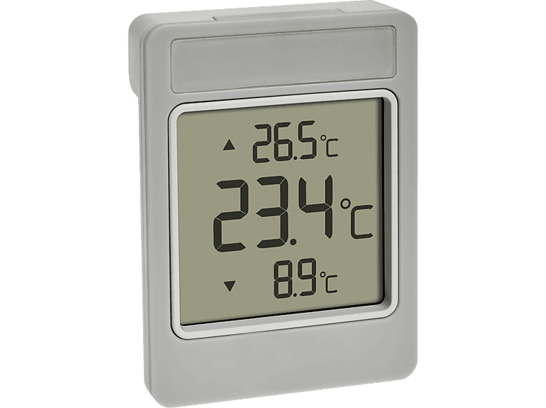 TFA 30.1067.15 WindOO Digitales Fensterthermometer, mit großem Display, Grau