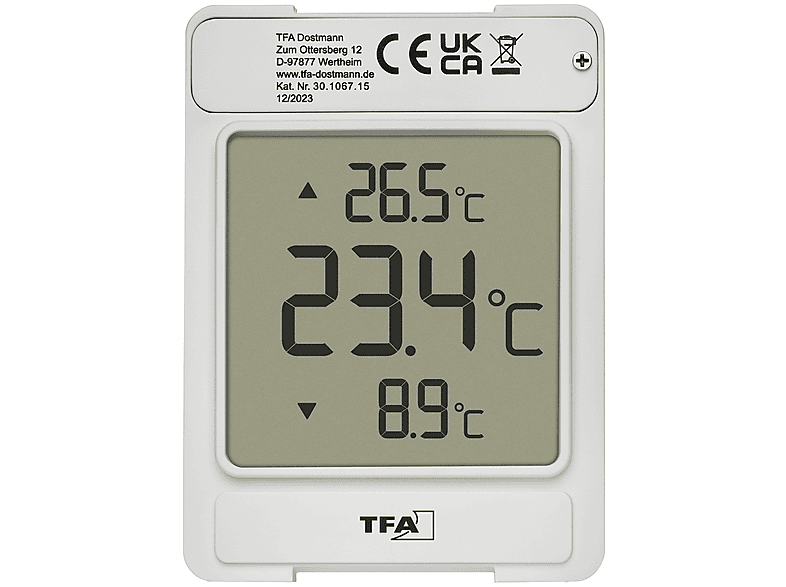 TFA 30.1067.15 WindOO Digitales Fensterthermometer, mit großem Display, Grau — Foto 3 von 4