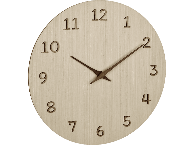 TFA 60.3072.01 Analoge Wanduhr, aus Holzfurnier mit natürlicher Maserung, Holz hell