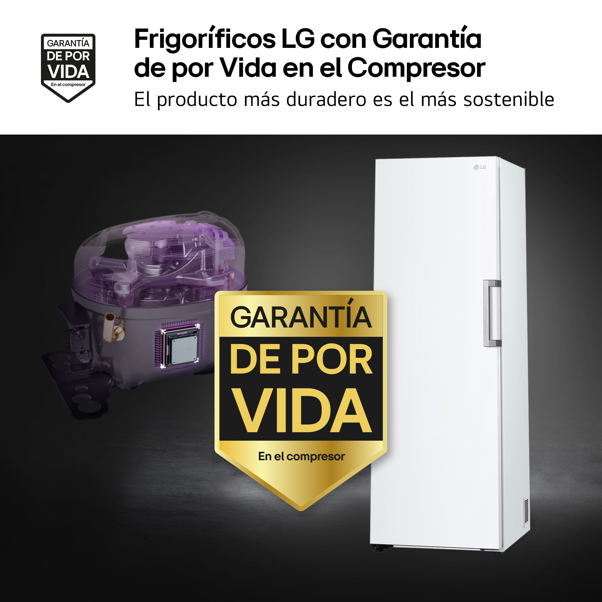 Refrigerador LG con garantía de por vida en el compresor, se muestra el compresor.