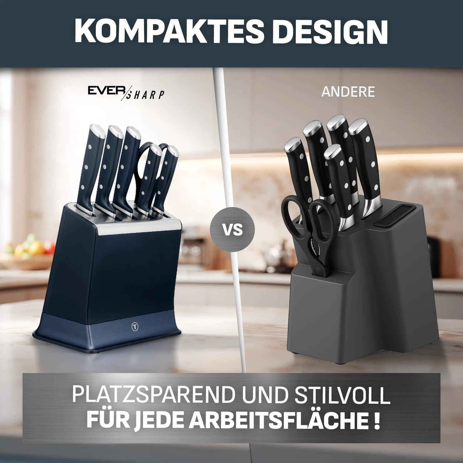 Messerblock-Vergleich: Kompakt vs. Andere. Platzsparend und stilvoll.