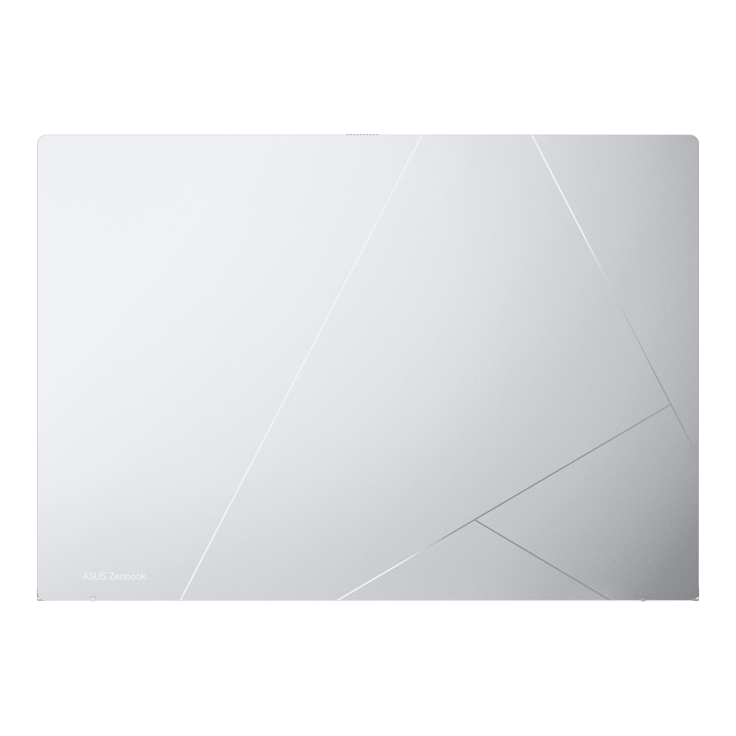 Silbernes ASUS Zenbook Laptop mit geometrischen Linien.