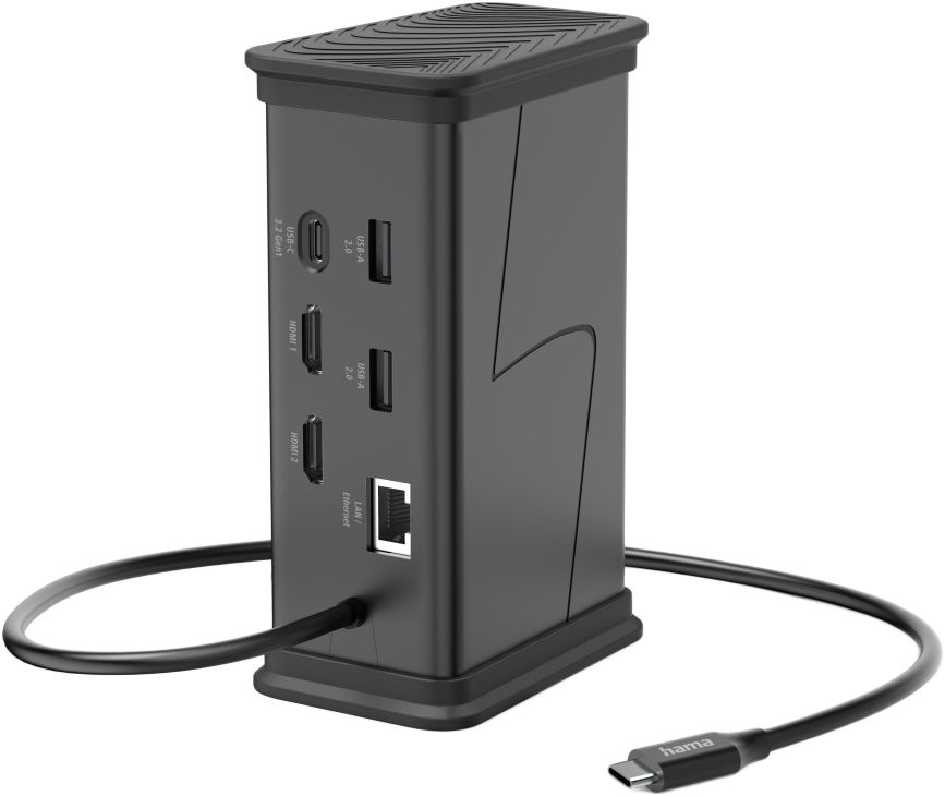 HAMA USB Type-C 3.1 multiport adapter, 2x HDMI, 3x USB-A, USB-C, Gigabit LAN, Jack, PD100W