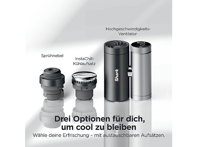 SHARK FA022EU ChillPill 3-in-1-Ventilator-, Sprühnebel- und InstaChill-System, Handventilator Karbonschwarz (15 Watt)