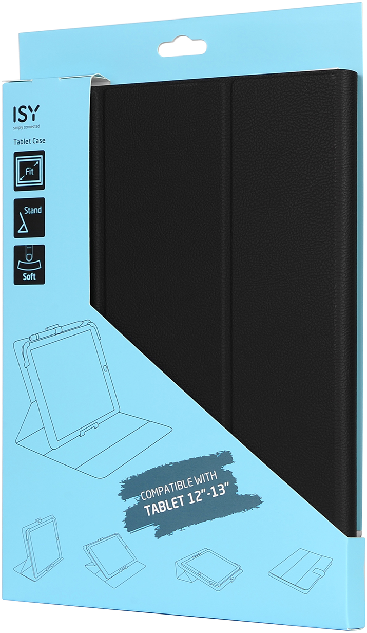 Fekete texturált tablet tok világoskék csomagolásban, 