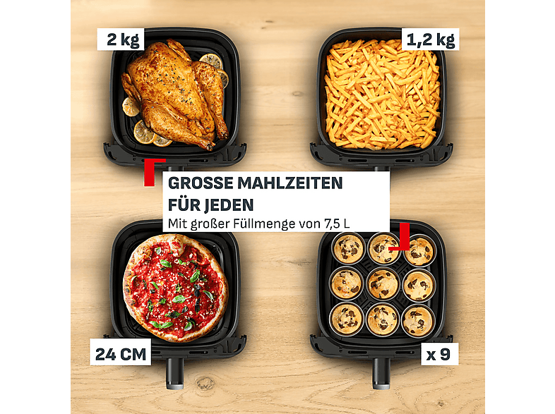 Tefal EY8618 Easy Fry Mega Compact Heißluftfritteuse 7,5 l, Schwarz — Foto 4 von 5