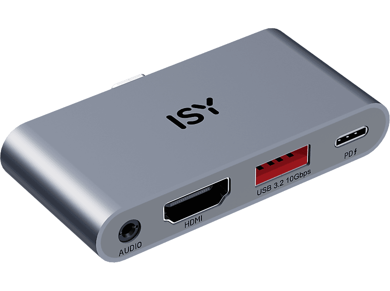 ISY IAD-1019-2 4-in-1-USB-C-Multiport-Adapter + Stromversorgung, Silber