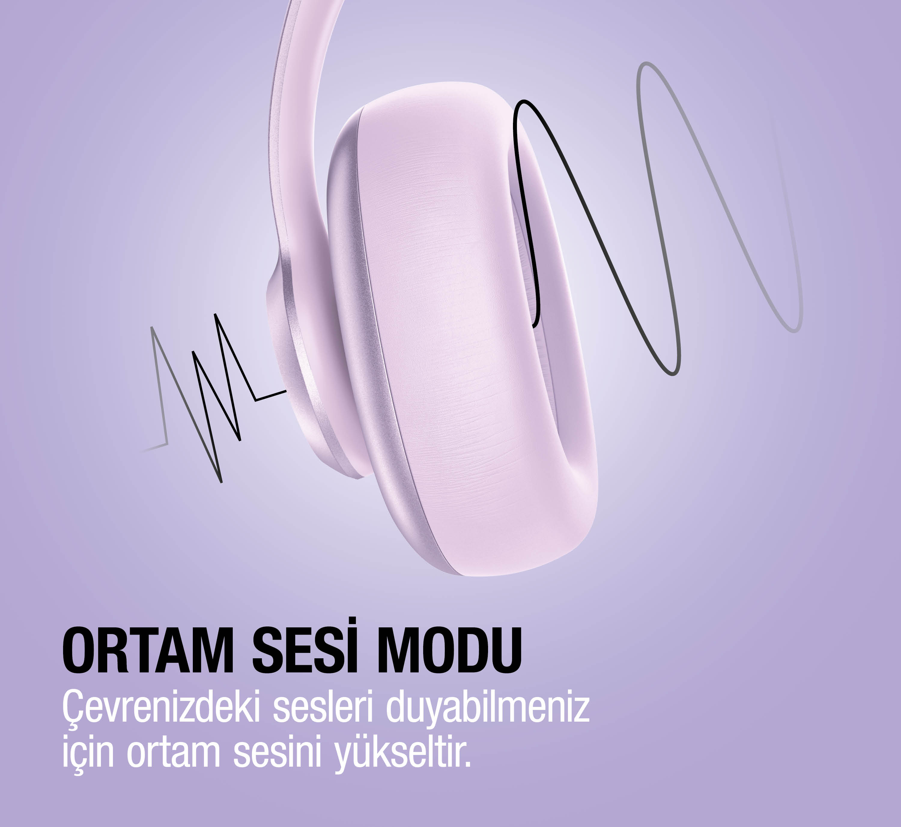 Dalga desenli pembe bir kulaklık.