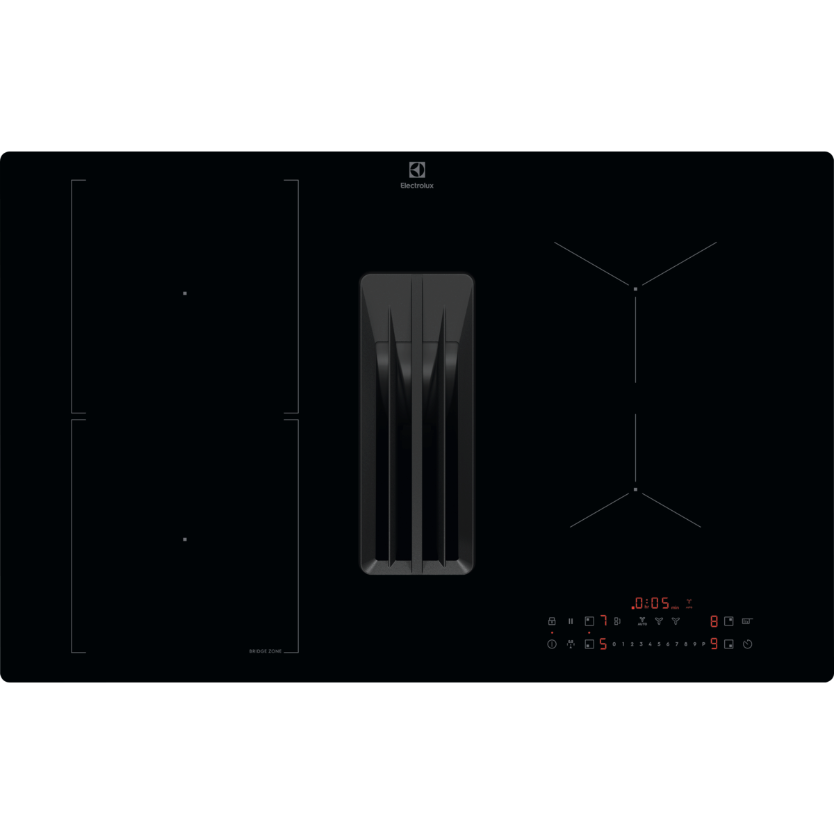 ELECTROLUX ECC83410CK Beépíthető indukciós főzőlap beépített elszívóval 80 cm, Bridge funkció, Stop+Go, Breeze
