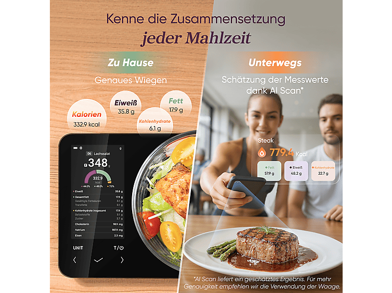 Cosori CNS-R0001S-X Smarte Küchenwaage / Ernährungswaage (Max. Tragkraft: 5 kg) — Foto 4 von 5