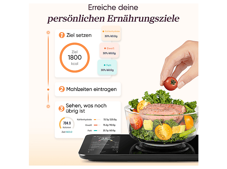 Cosori CNS-R0001S-X Smarte Küchenwaage / Ernährungswaage (Max. Tragkraft: 5 kg) — Foto 5 von 5