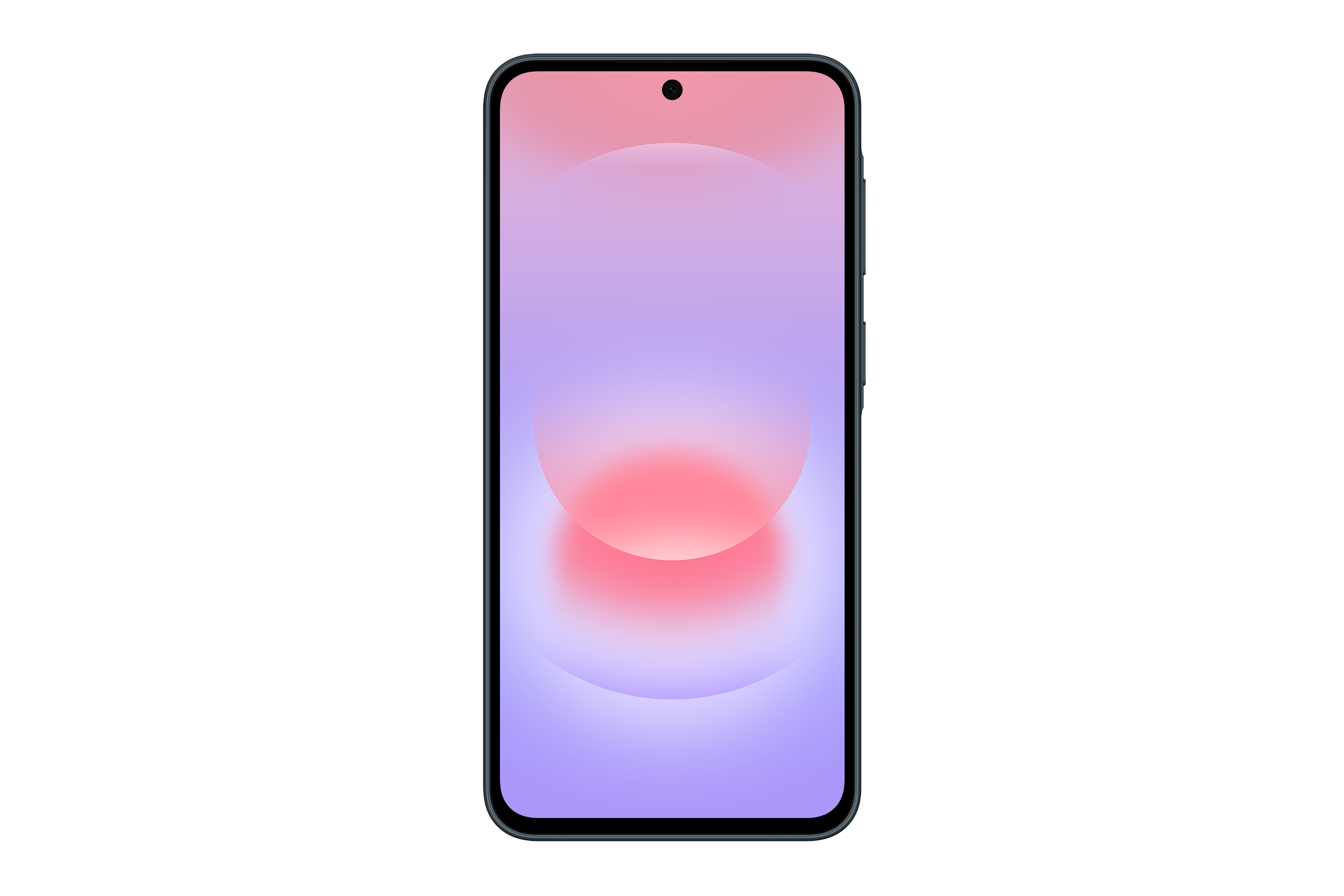 Ein Smartphone mit einem lila und rosa Farbverlauf als Hintergrundbild.