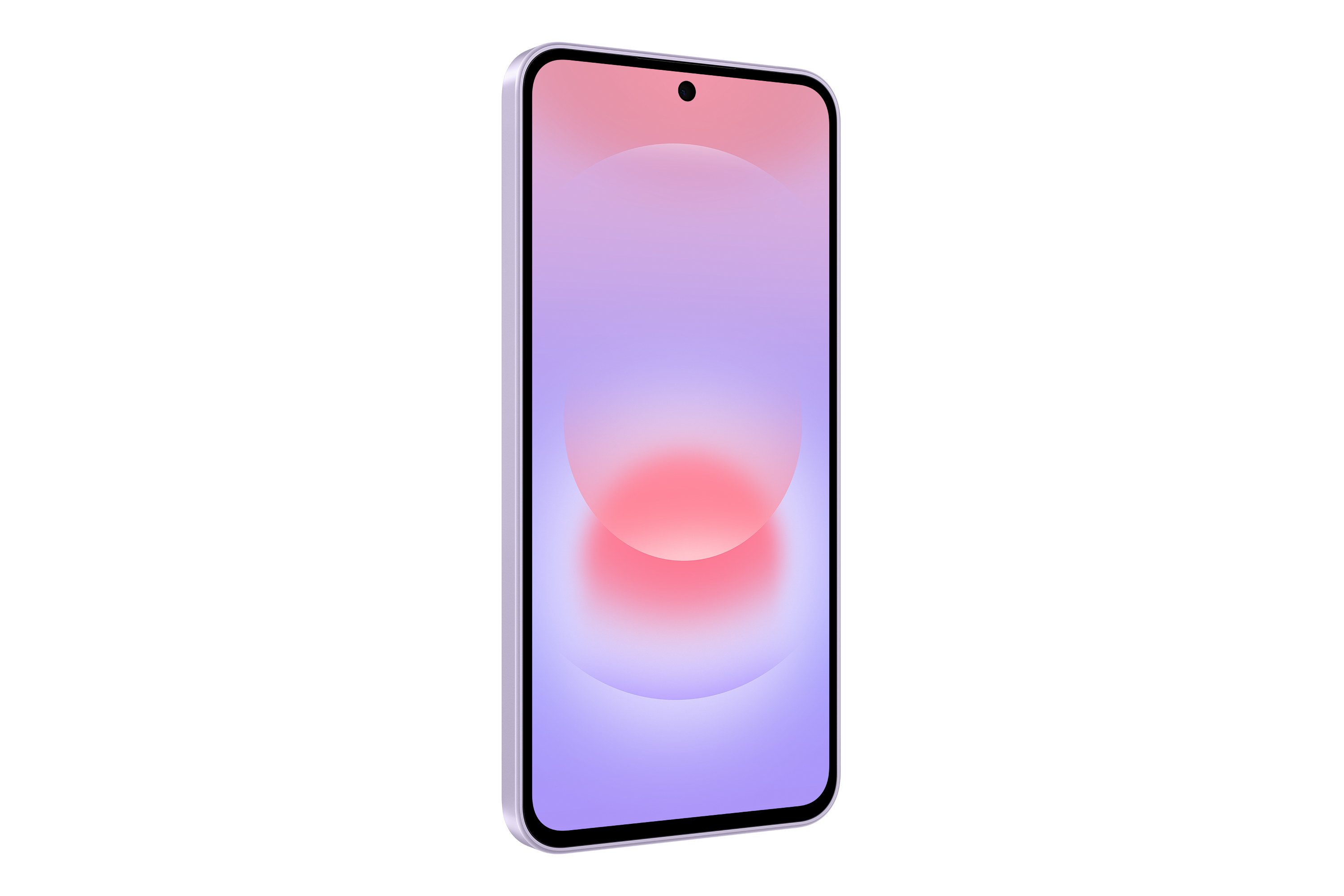 Ein modernes Smartphone mit einem hellen, unscharfen Hintergrund in Rosa und Lila.