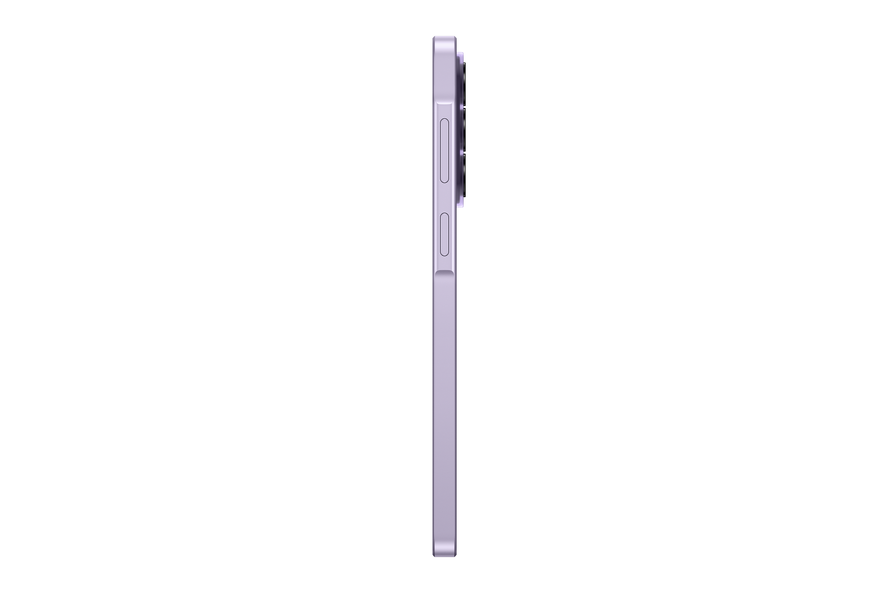 Lila Smartphone-Seite mit Kameras, schwarzer Hintergrund.