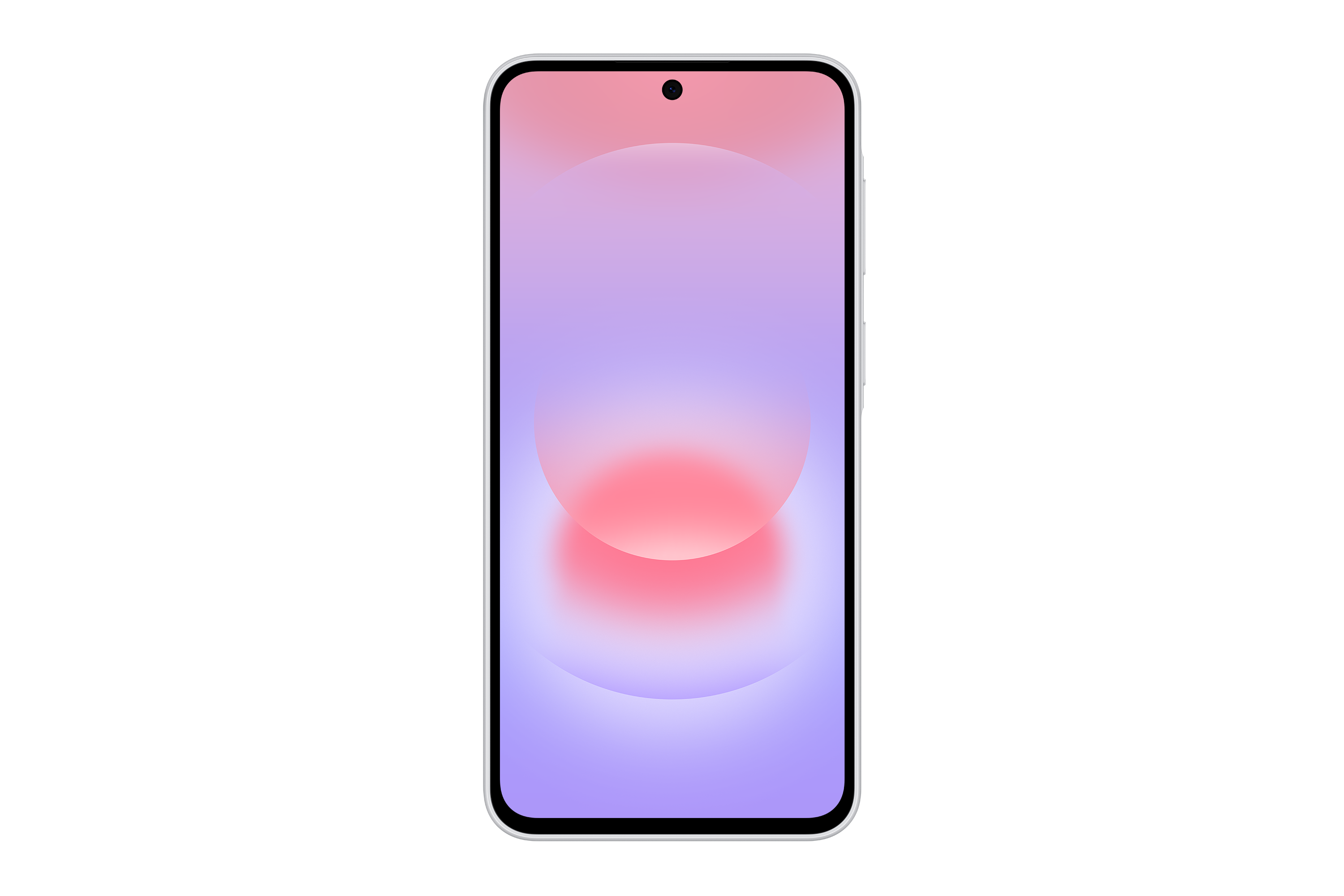 Ein Smartphone mit einem Farbverlauf von Rosa zu Lila auf dem Bildschirm.