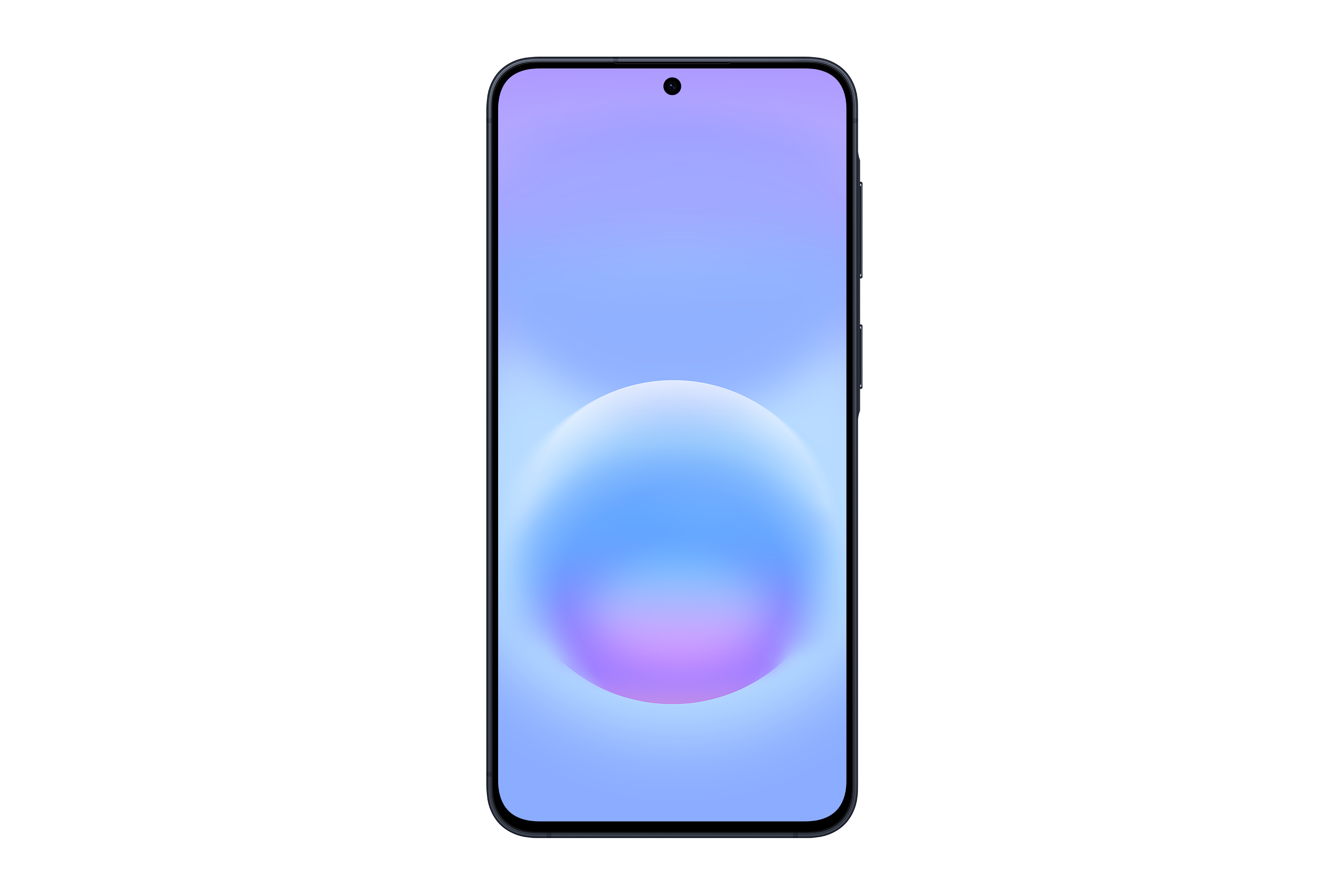 Ein Smartphone mit einem Farbverlauf-Hintergrund und einer runden Blase.