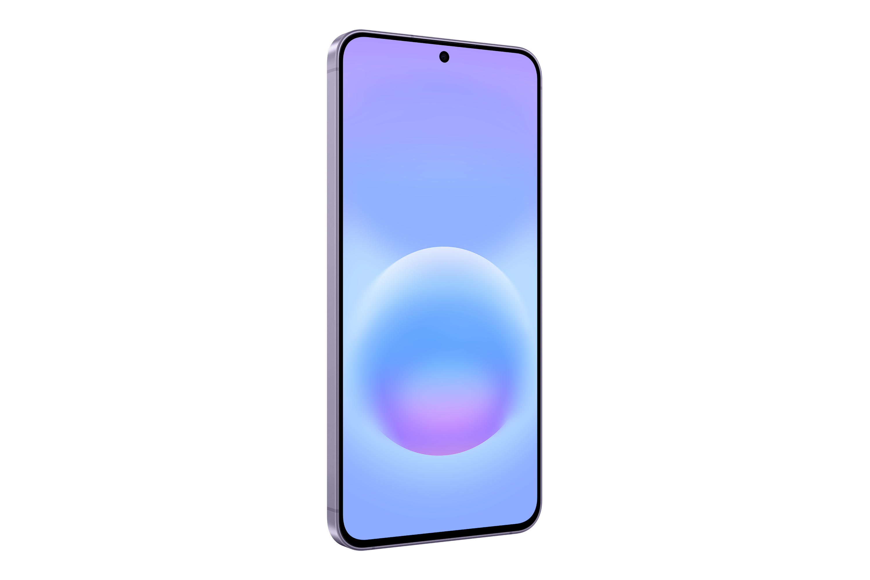 Ein lila Smartphone mit einem Farbverlauf-Hintergrund mit einem Kreis.