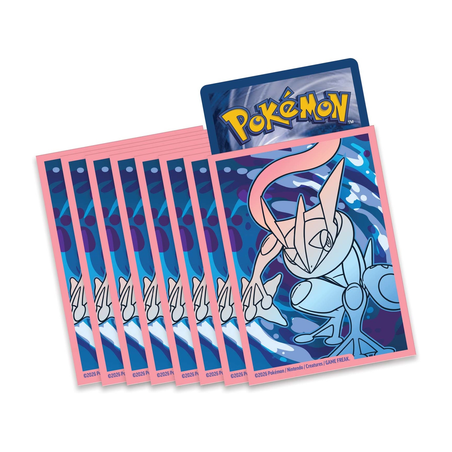Una carta Pokémon con Greninja su sfondo blu.