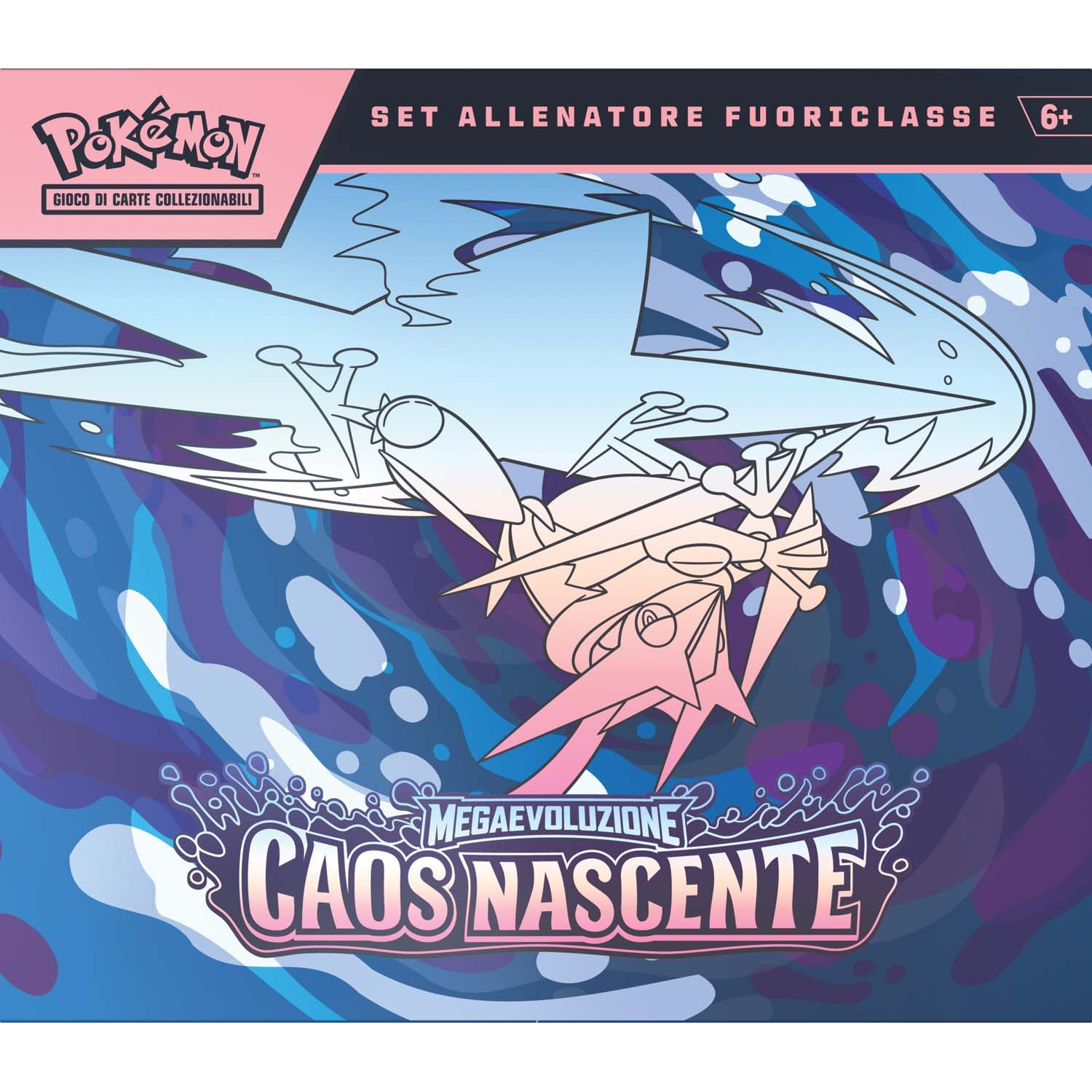 Set TCG Pokémon "Chaos Nascente" con illustrazione di un Pokémon in battaglia.