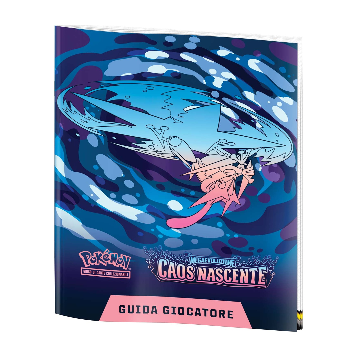Guida giocatore Pokémon con due creature che combattono su sfondo blu.