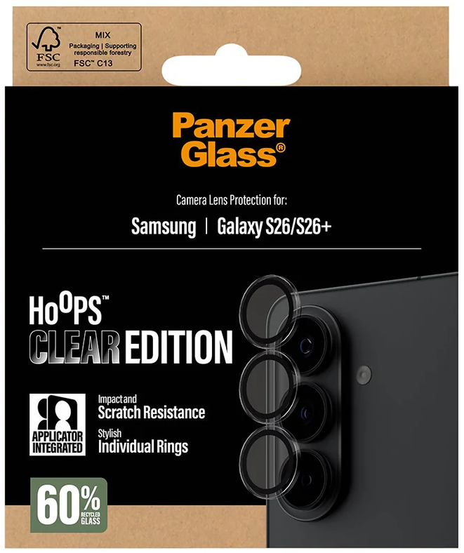 Panzer Glass Hoops Clear Edition für Samsung Galaxy S26/S26+ Kamera.