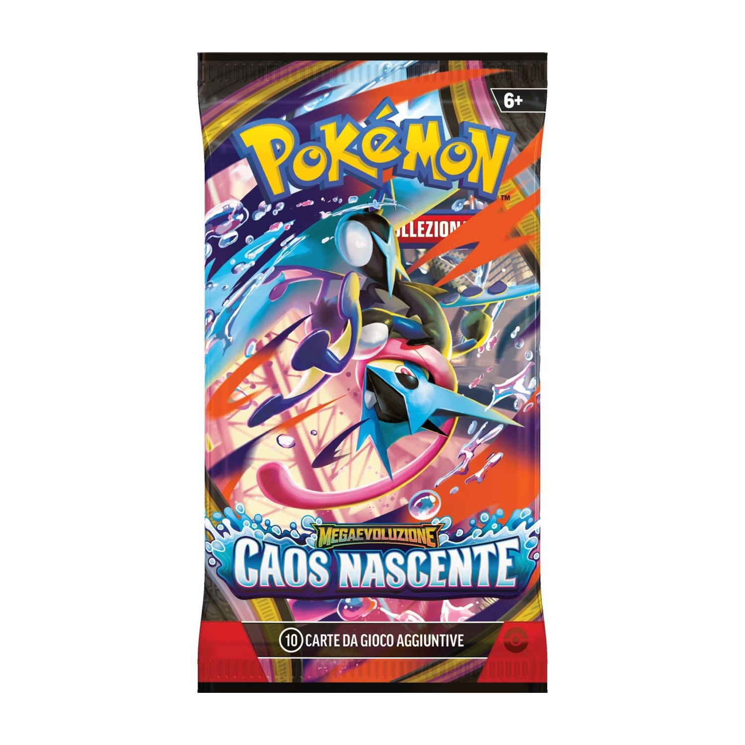 Confezione di espansione Pokémon con creature blu e rosa.