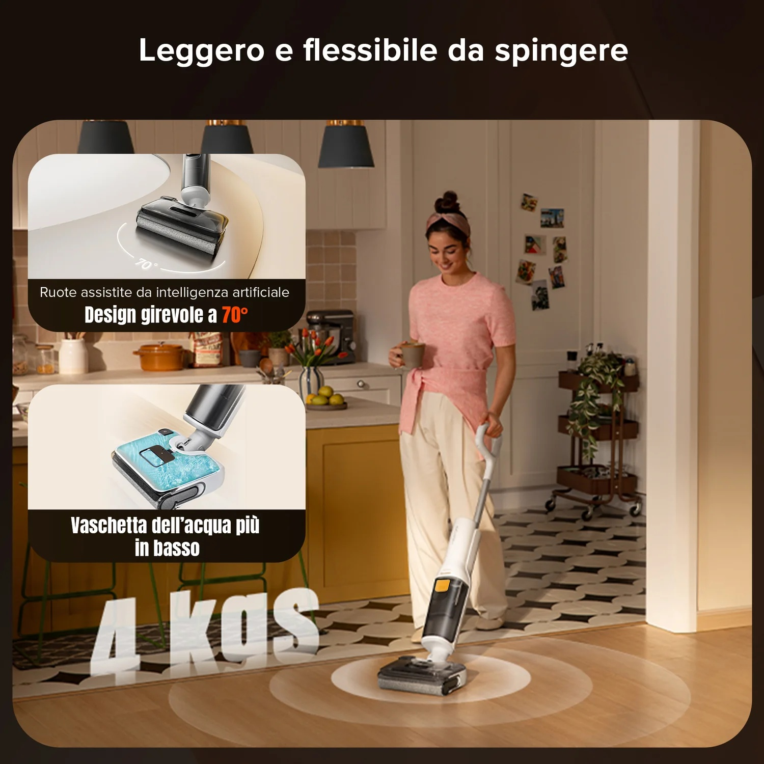 Leggero e flessibile da spingere con ruote AI.