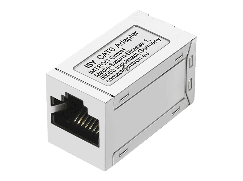 Adaptador cable de red - ISY IPC-1009, Cat-6, RJ-45 a RJ-45, Hasta 1 Gbps, Plata