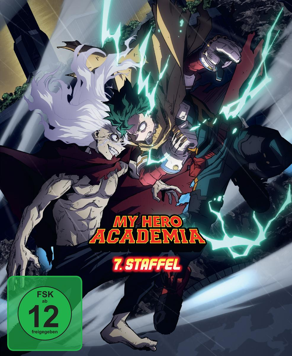 Anime-Charaktere mit grünen und weißen Haaren kämpfen mit Blitzen.