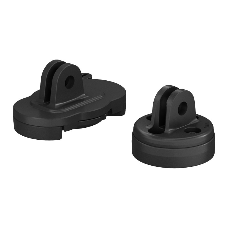 Dwa czarne mocowania ze złączem przegubowym na białym tle.