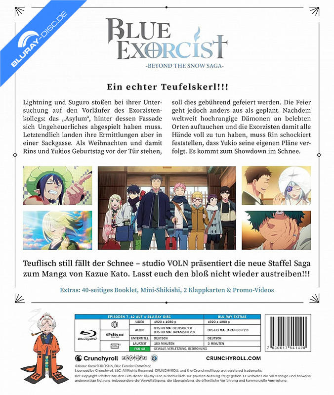Blu-ray-Cover: Anime-Charaktere, Titel "Blue Exorcist", Produktinfos.