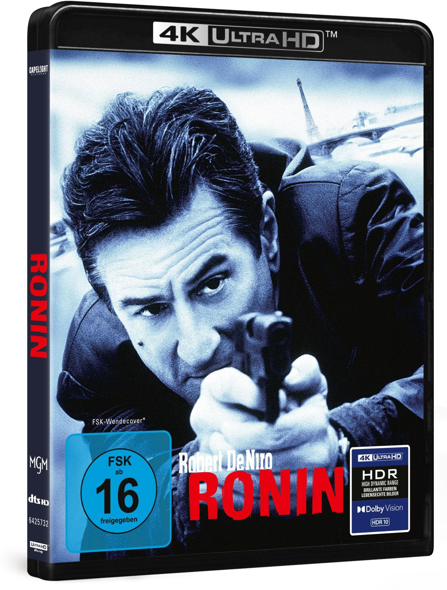 Robert De Niro hält eine Waffe im Filmcover 'Ronin' 4K Ultra HD.