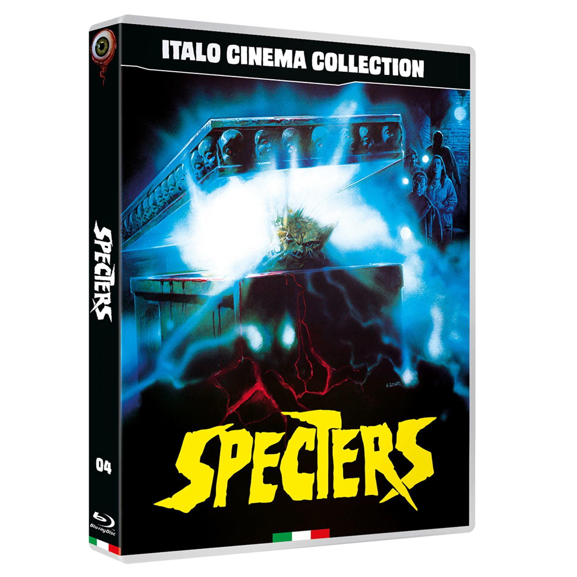 Blu-ray-Cover: Gruselige Szene mit Figuren, "Specters" Schriftzug, "Italo Cinema Collection".