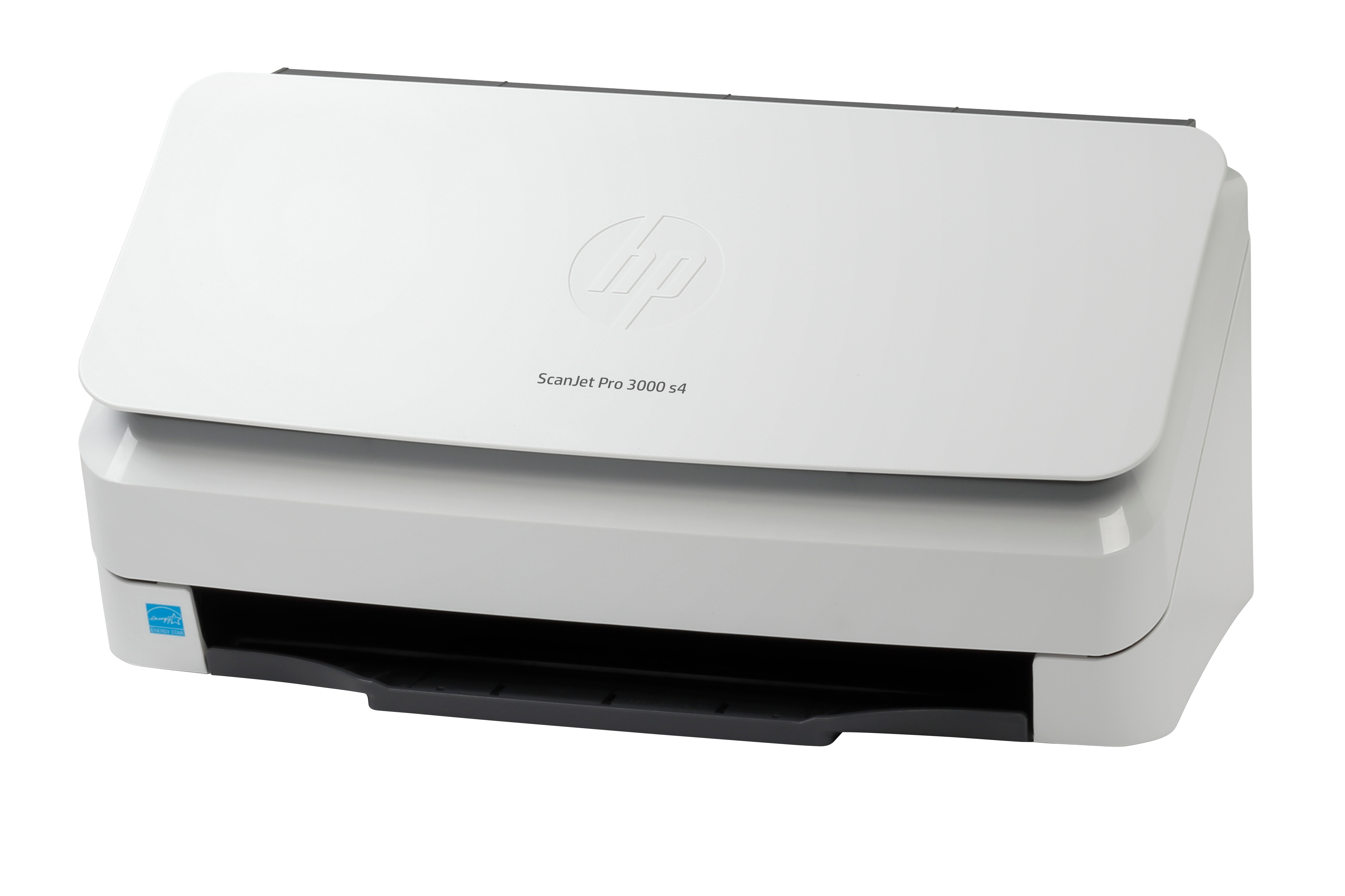HP logosu ve Energy Star mührü olan beyaz bir HP ScanJet 3000 s4 tarayıcı.