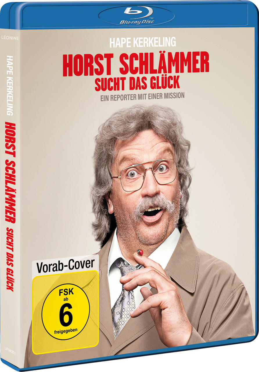 Ein Mann mit Brille und Schnurrbart hält einen Marienkäfer. Blu-ray-Cover.