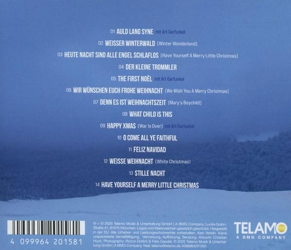 Rückseite einer CD mit Weihnachtsliedern mit Titelliste und Barcode.