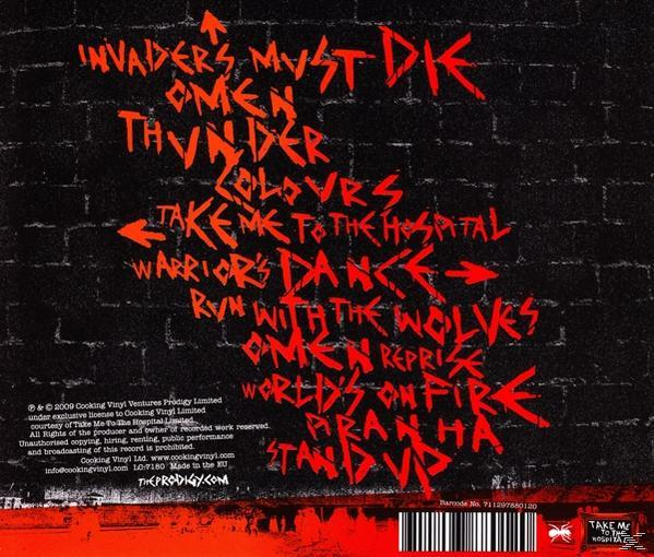 Rote Schrift auf schwarzem Hintergrund, Trackliste und Barcode.