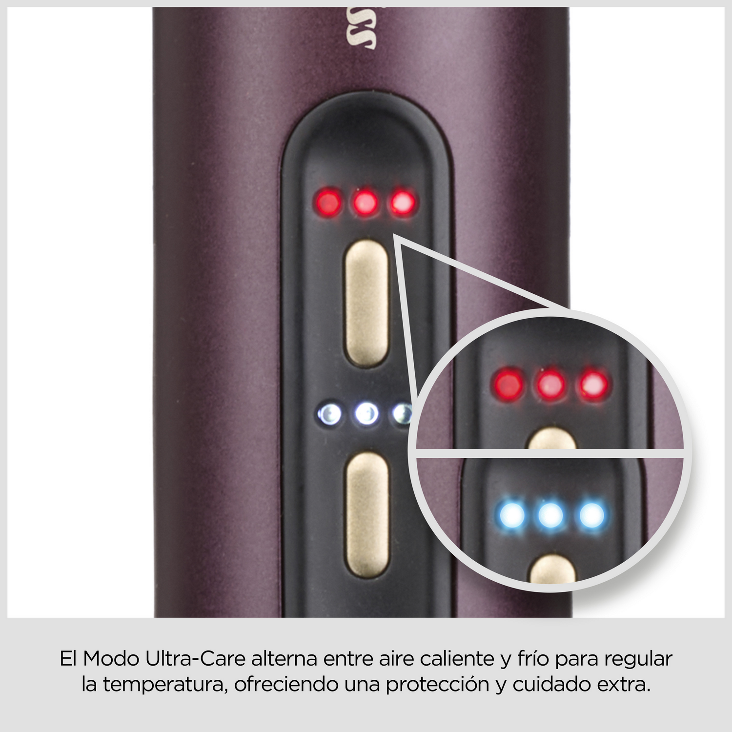 El Modo Ultra-Care alterna entre aire caliente y frío para regular la temperatura, ofreciendo una protección y cuidado extra.