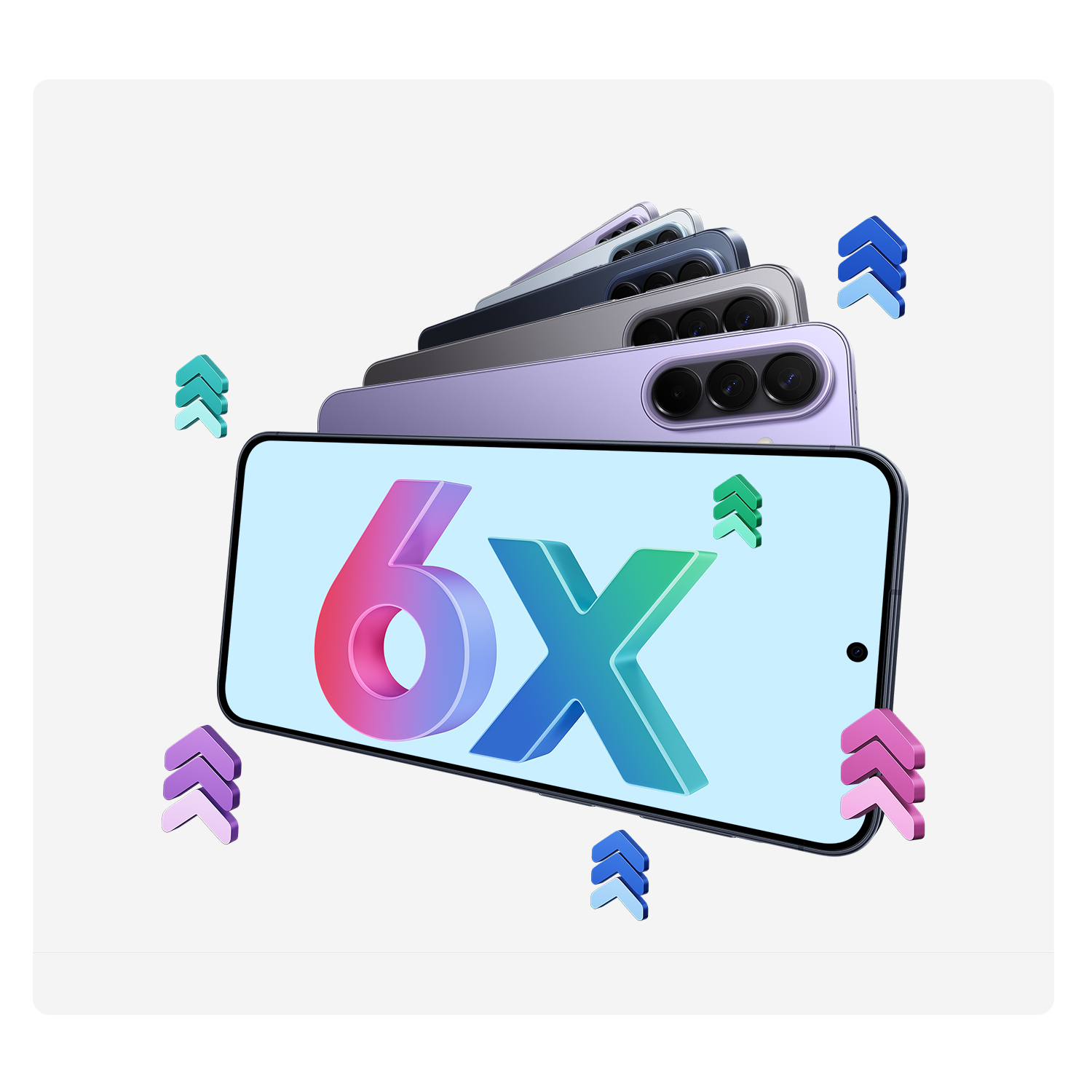 Varios teléfonos con 6x en pantalla y flechas.