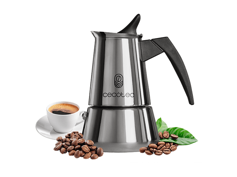Cafetera tradicional - Cecotec Piccolina 900, Acero inoxidable, 450 ml (hasta 10 tazas), Apta para inducción/gas/eléctrica/vitro, Plata