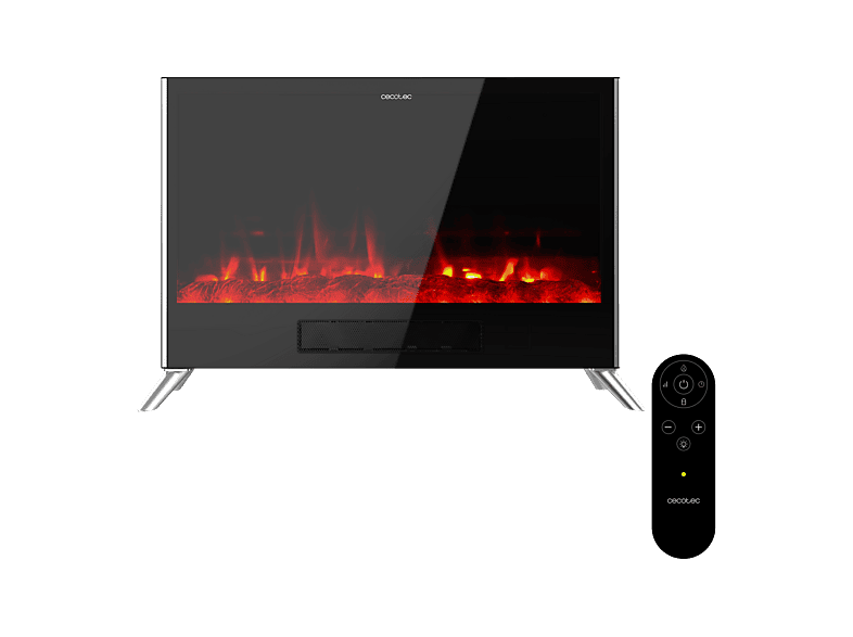 Chimenea eléctrica - Cecotec ReadyWarm 7500 3in1 Total Flames, 2000W, Tecnología cerámica, Convección, 2 modos, Mando a distancia, Efecto llama, Negro