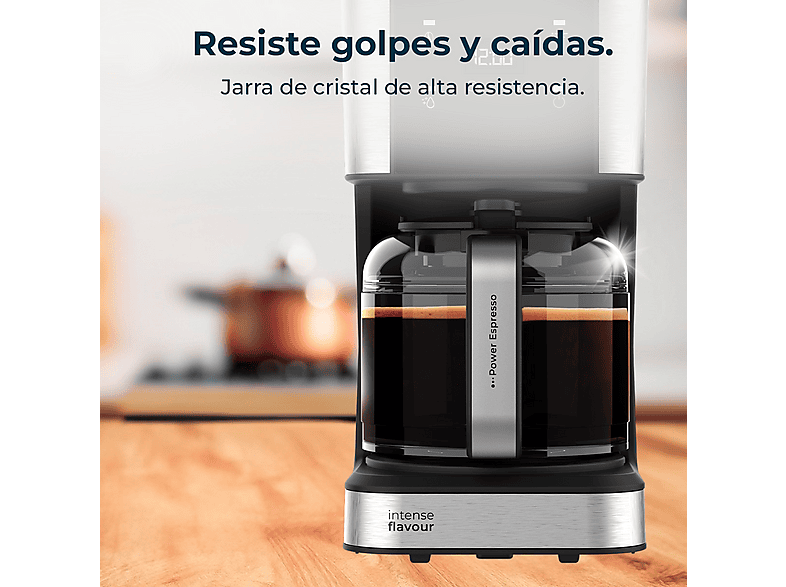 Cafetera de goteo - Cecotec Coffee 66 Drop & Touch, Acero inoxidable, 1,5 L, 12 tazas, 950 W, Panel táctil, Filtro reutilizable, Antigoteo, Negro – imagen 2