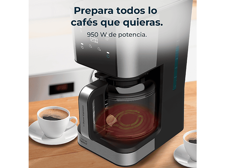 Cafetera de goteo - Cecotec Coffee 66 Drop & Touch, Acero inoxidable, 1,5 L, 12 tazas, 950 W, Panel táctil, Filtro reutilizable, Antigoteo, Negro – imagen 3
