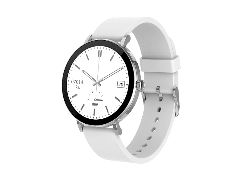 PEAQ PSW 200-WT Smartwatch Metal Fluorelastomer, 18 mm, Weiß