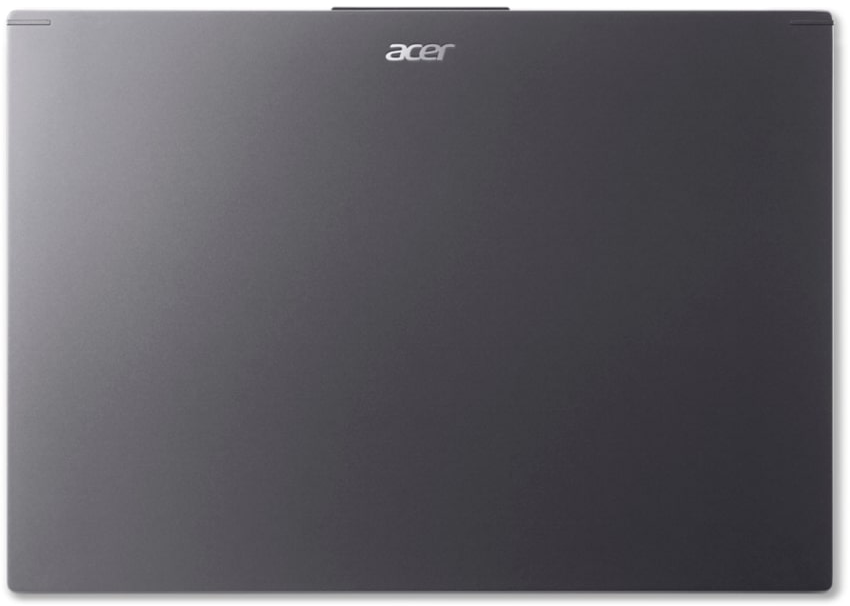 Zárt sötétszürke laptop Acer logóval középen fent.