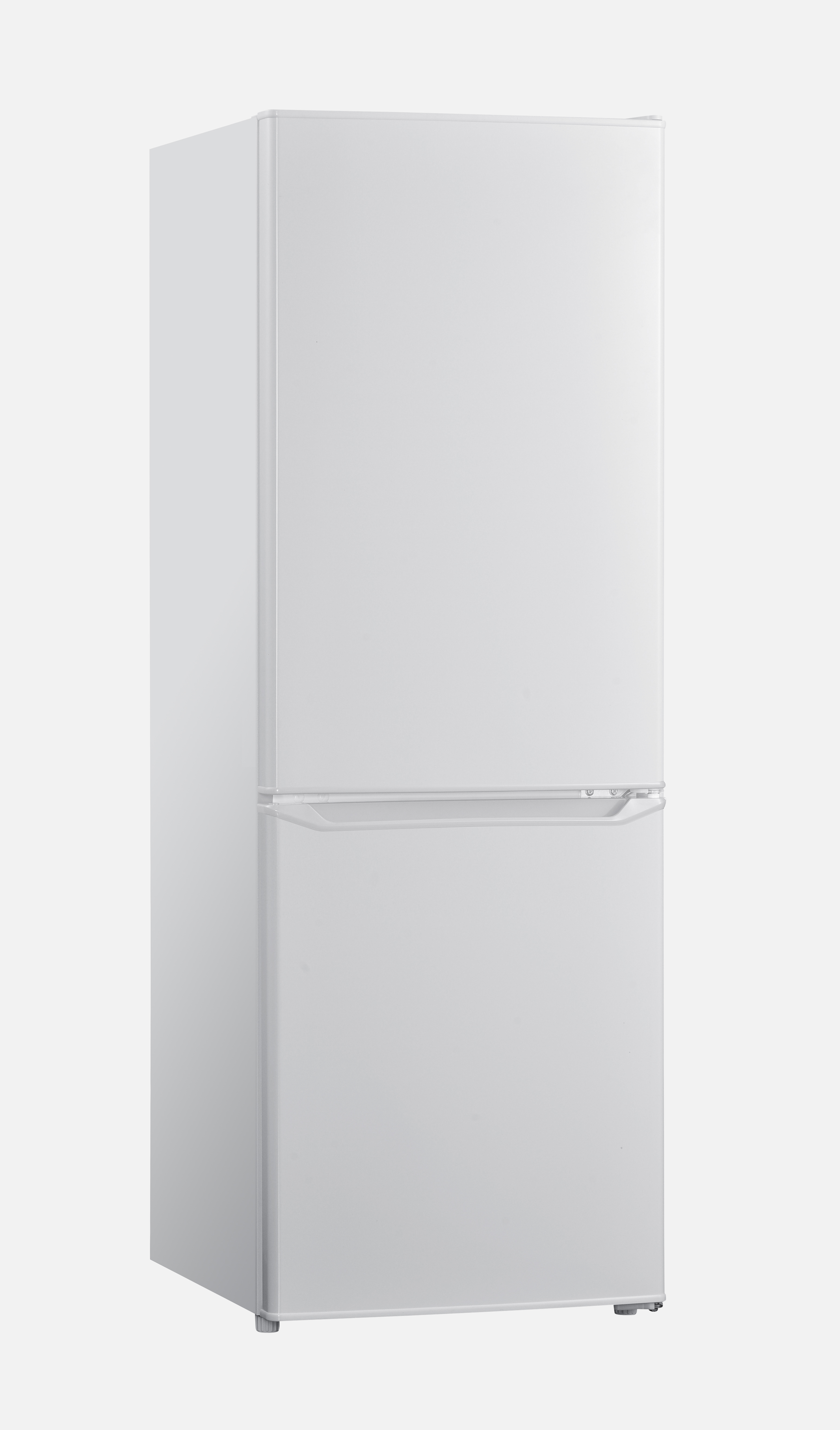 Ein weißer Kühlschrank mit einem oberen Gefrierfach und einem unteren Kühlschrank.