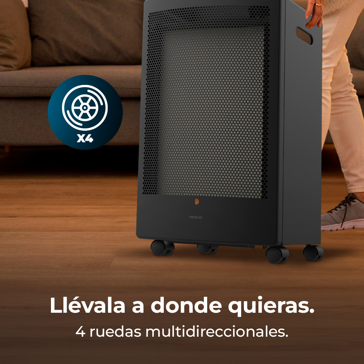 Llévala a donde quieras. 4 ruedas multidireccionales.